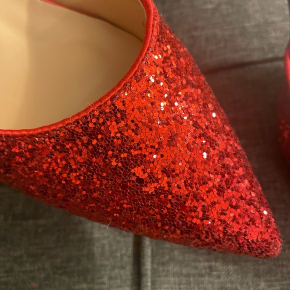 Annaili Ruby Red Glitter High Heels Stilettos Size 40 EU/ 9.5 US Women’s - Picture 8 of 9